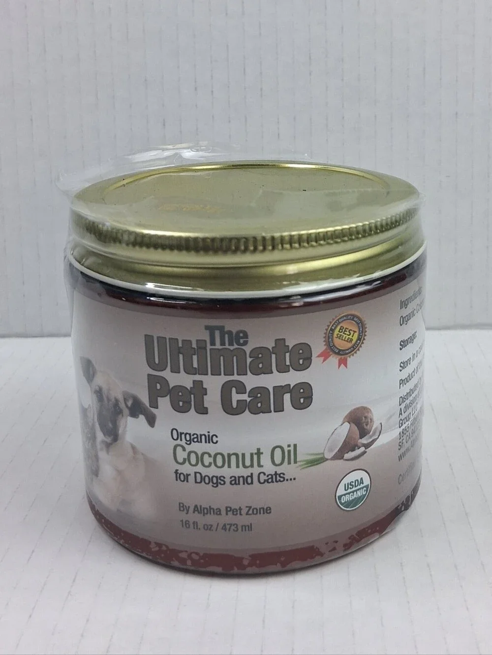 The Ultimate Pet Care Organic Coconut Oil for Cats and Dogs 16oz.